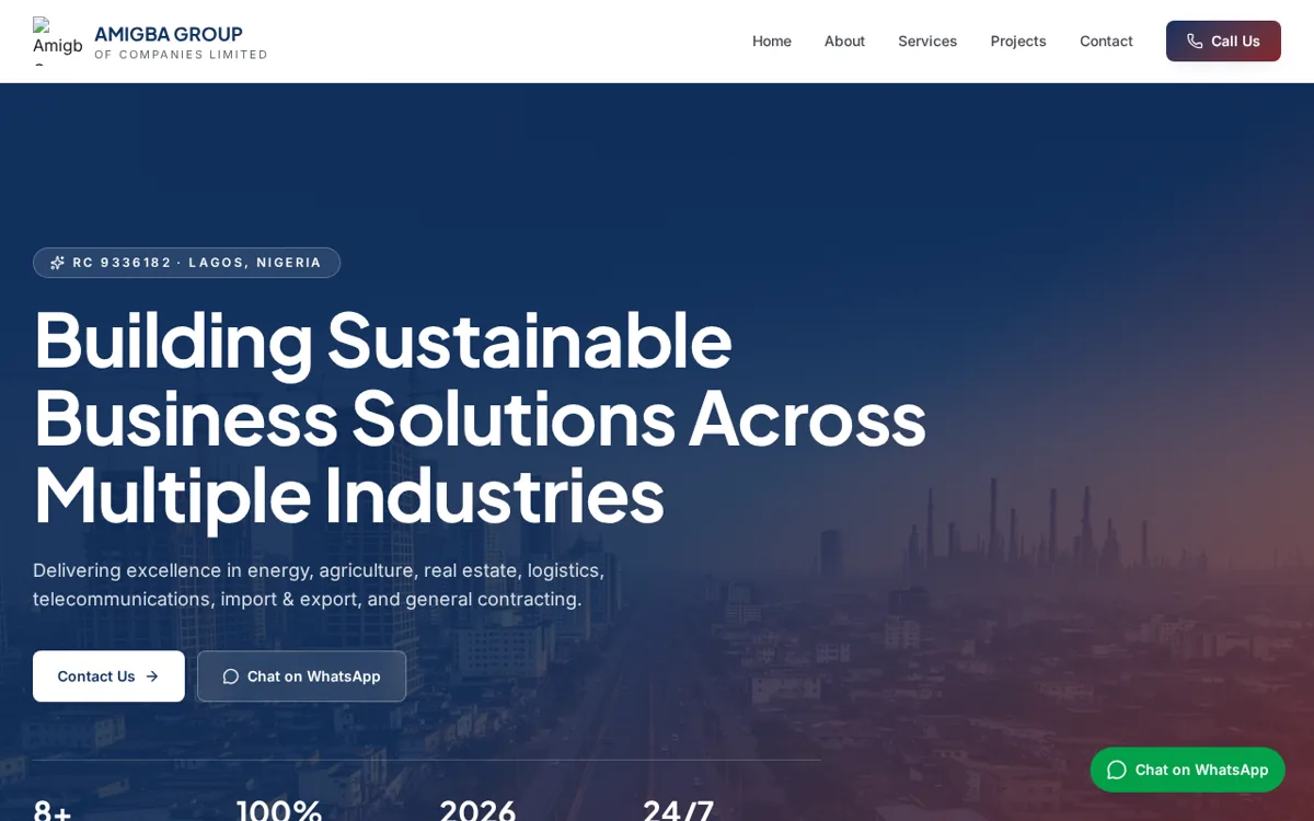 Home page of the Amigba Group corporate website