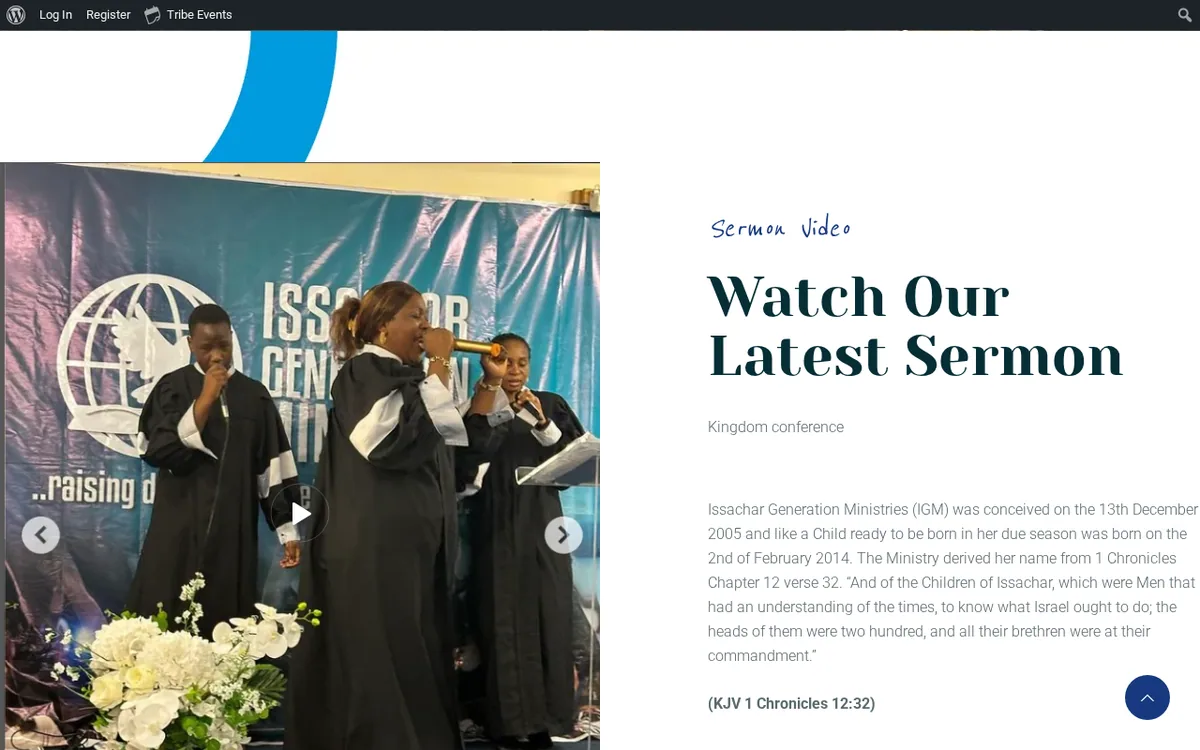 Home page of the Issachar Generation Ministries website