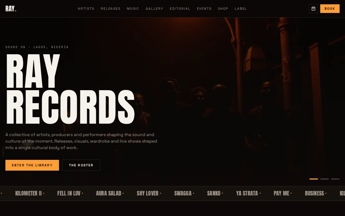 Home page of the Ray Records label website